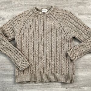 J. Crew Men's Cable Knit Sweater Brown Size Large COTTON WOOL NYLON